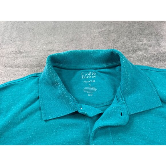 Croft & Barrow Extra Soft Mens MediumTeal Polo Shirt Comfort Golf Polo - Picture 8 of 11